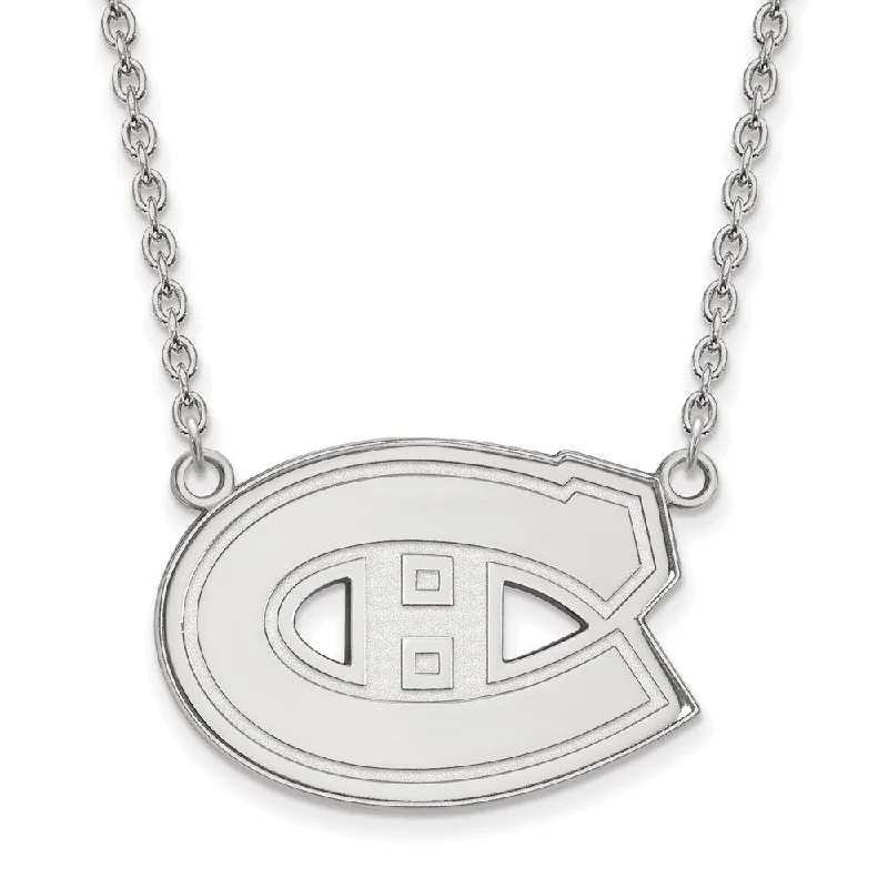 ladies-pearl-rose-gold-necklaces-14k White Gold NHL Montreal Canadiens Large Necklace, 18 Inch