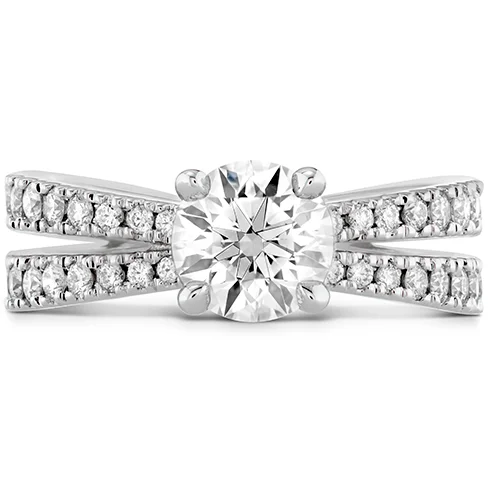 Ladies wedding rings glossy eternity -Hearts On Fire Destiny Split Shank Engagement Ring with Diamond Band