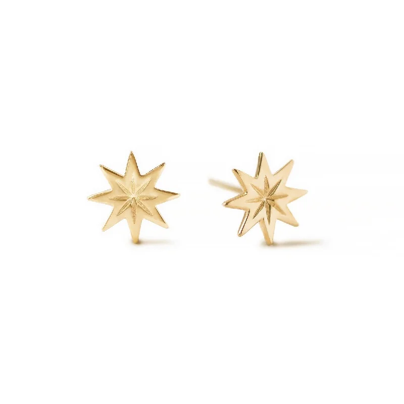 Ladies earrings with chest charms -Starburst Stud Earrings