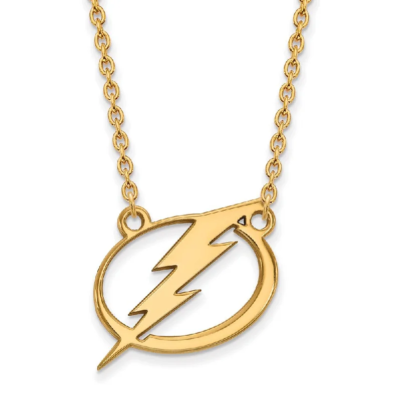 ladies-infinity-multi-strand-necklaces-SS 14k Yellow Gold Plated NHL Tampa Bay Lightning LG Necklace, 18 Inch