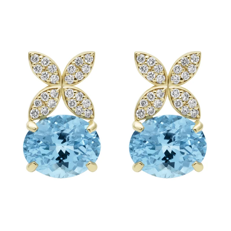 Ladies earrings with forest emerald -Earrings - Blue Topaz And Diamond