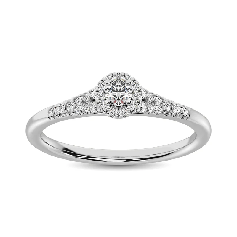 Ladies wedding rings for prom-night vows -Diamond Engagement Ring 1/4 ct tw in 10K White Gold