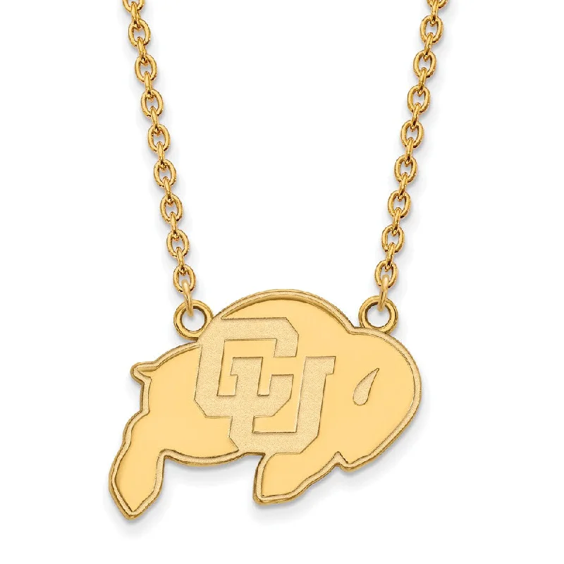 ladies-rose-gold-figaro-chain-necklaces-14k Gold Plated Silver U of Colorado Lg Buffalo Pendant Necklace