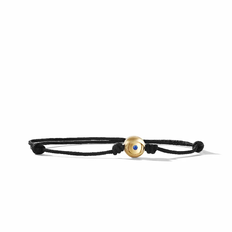 ladies-sterling-silver-wraparound-bracelets-Evil Eye Black Cord Bracelet with 18K Yellow Gold and Sapphire