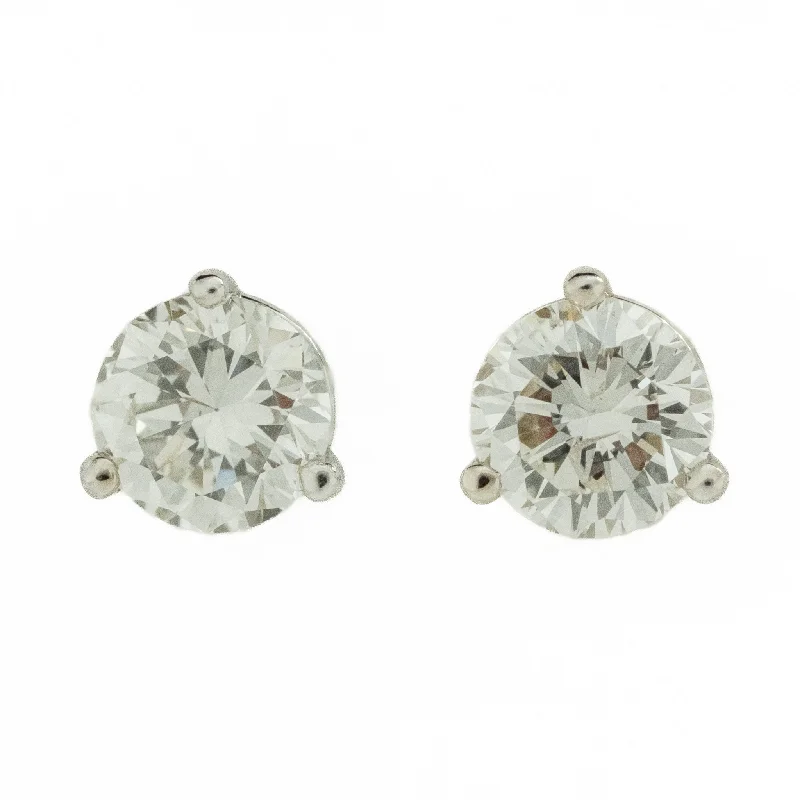 Ladies earrings for fitness vibes -0.90ctw Round Diamond Solitaire Stud Earrings in 14K White Gold