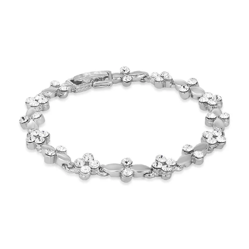 ladies-birthstone-rigid-link-bracelets-Mahi Rhodium Plated Locks Of Love Bracelet With Crystals For Women