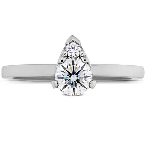 Ladies wedding rings with ripple bands -Hearts On Fire Desire Simply Teardrop Shape Diamond Engagement Ring