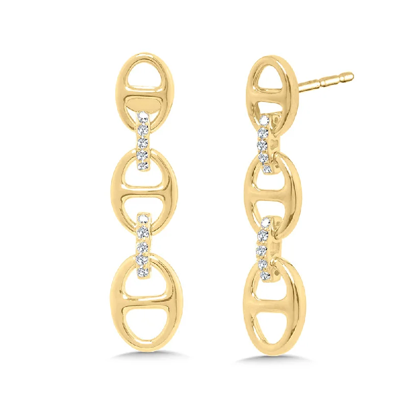 Ladies earrings for architect vibes -Yellow Gold Diamond Triple Section Earrings