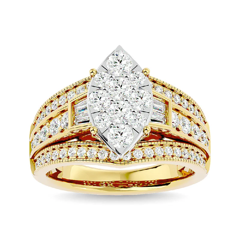 Ladies wedding rings with keepsake gems -Diamond 1 1/2 Ct.Tw. Engagement Ring in 14K Yellow Gold