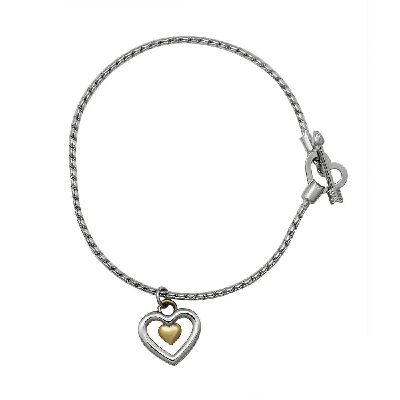 ladies-crystal-rose-gold-bracelets-Mahi Valentine Crystal Heart Gold Rhodium Plated Bracelet For Women