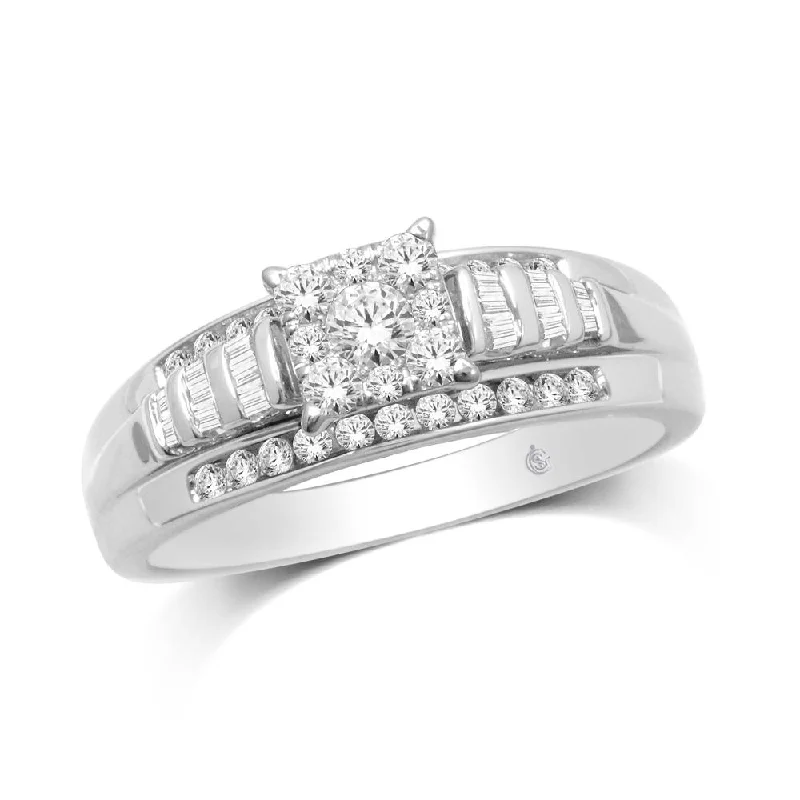 Ladies wedding rings for digital unions -10K White Gold 1/2 Ct.Tw. Diamond Engagement Invisible Ring