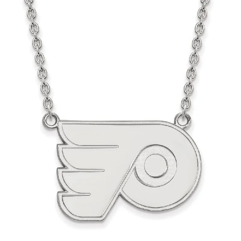 ladies-star-beaded-choker-necklaces-10k White Gold NHL Philadelphia Flyers Large Necklace, 18 Inch