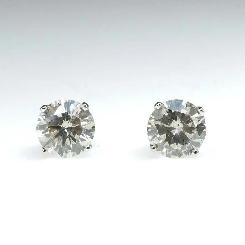 Ladies earrings for runway charm -1.00ctw Round Diamond Stud Earrings in 14K White Gold