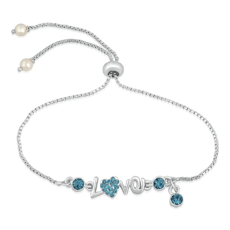 ladies-modern-multi-strand-bracelets-Mahi Immense Love Aqua Blue Coloured Adjustable Crystal Bracelet