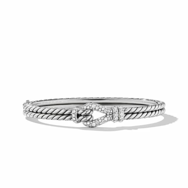 ladies-heart-wraparound-bracelets-Thoroughbred Loop Bracelet in Sterling Silver with Pave Diamonds