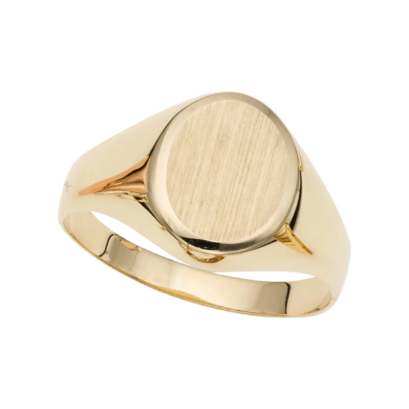 Ladies rings with nova shine -14K Gold Oval Satin Signet Ring