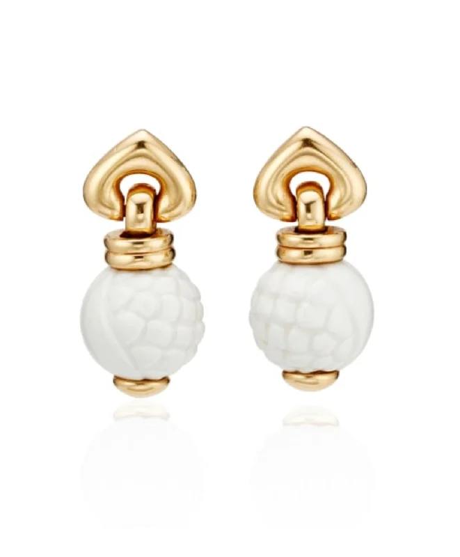 Ladies earrings for daily wear -Bulgari Chandra Porcelain Gold Earrings