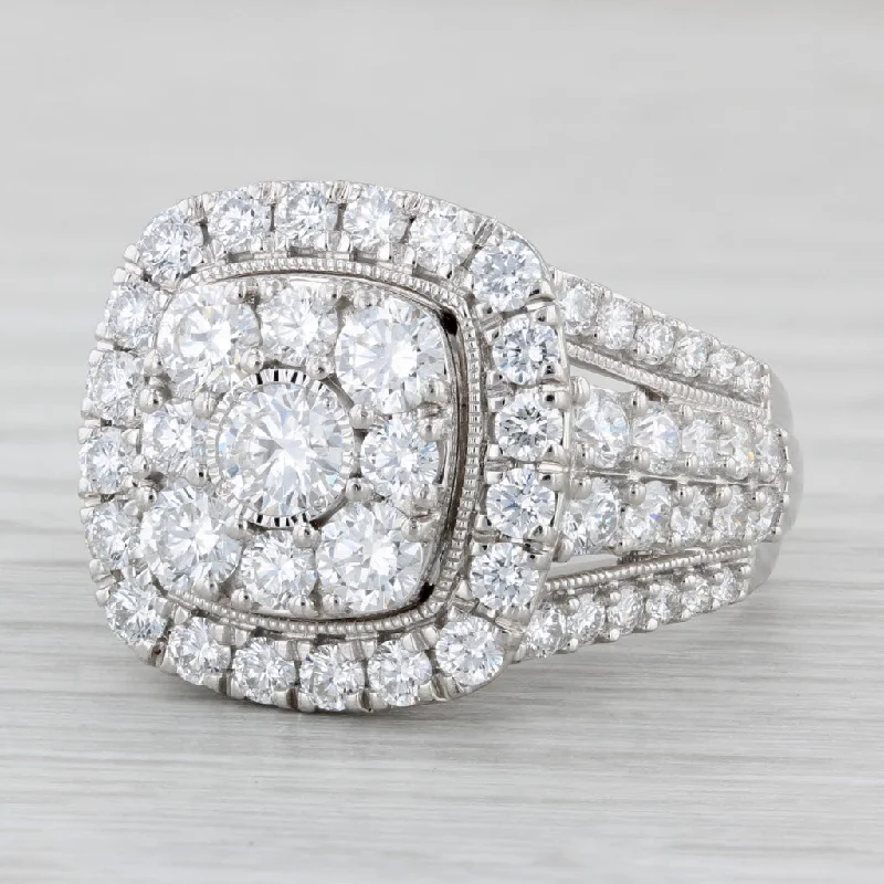 Ladies wedding rings for stacked elegance -3.75ctw Lab Created Diamond Cluster Ring 10k Gold Bridal Engagement Cocktail