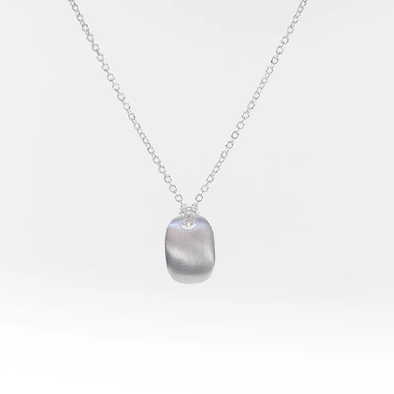 ladies-unique-box-chain-necklaces-Brushed Silver Tablet Necklace