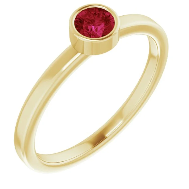 Ladies rings with peace motifs -14K Yellow 4 mm Lab-Grown Ruby Ring