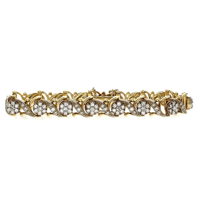 ladies-multi-strand-diamond-bracelets-18KY 120 SINGLE CUT DIAS=2.64CT AND 30 FC=0.66CT ADD-A-LINK 7¼" X 7/16" BRACELET HIDDEN