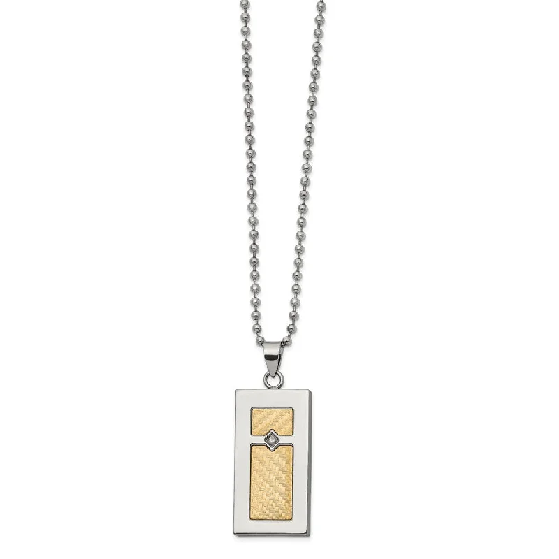 ladies-gold-crystal-necklaces-Stainless Steel, 18k Yellow Gold Accent .025ct Diamond Necklace, 24 In