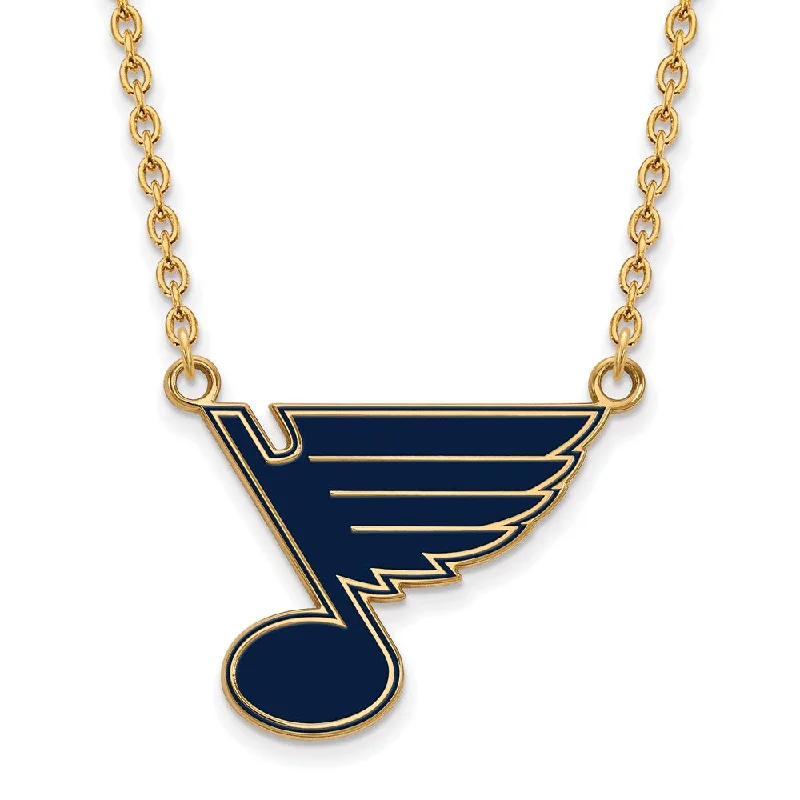 ladies-artisan-heart-locket-necklaces-SS 14k Yellow Gold Plated NHL St. Louis Blues LG Enamel Necklace, 18in