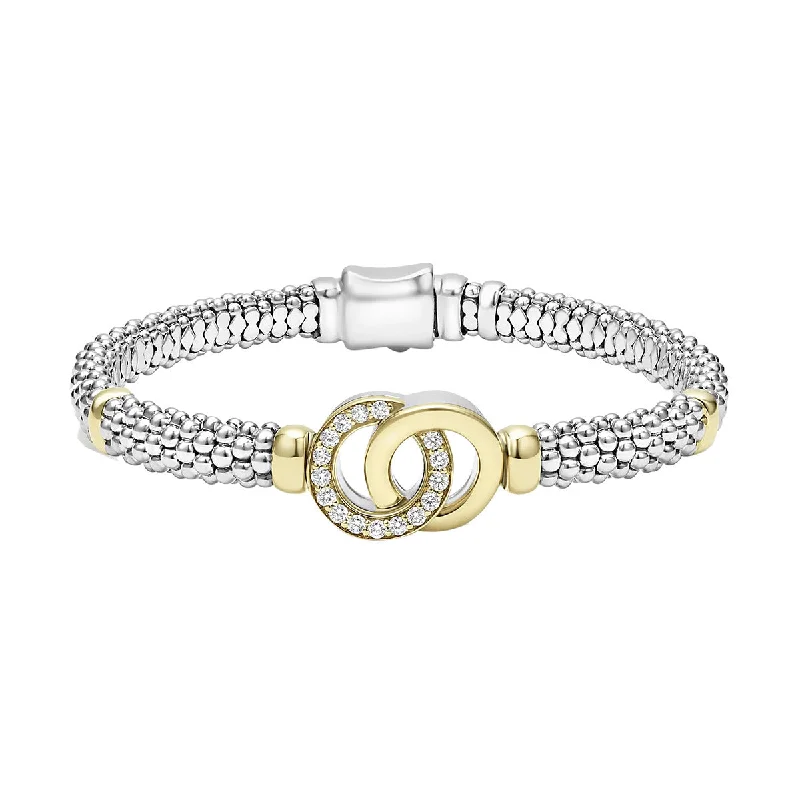 ladies-ethnic-wraparound-bracelets-Two-Tone Interlocking Diamond Caviar Bracelet