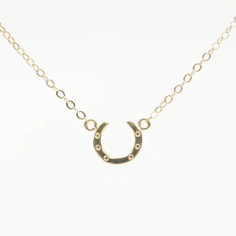 ladies-everyday-multi-strand-necklaces-Gold Vermeil Mini Horseshoe Necklace