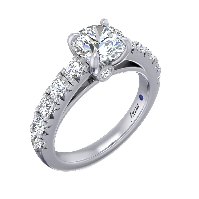 Ladies wedding rings for digital unions -Handset French Pave Diamond Engagement Ring