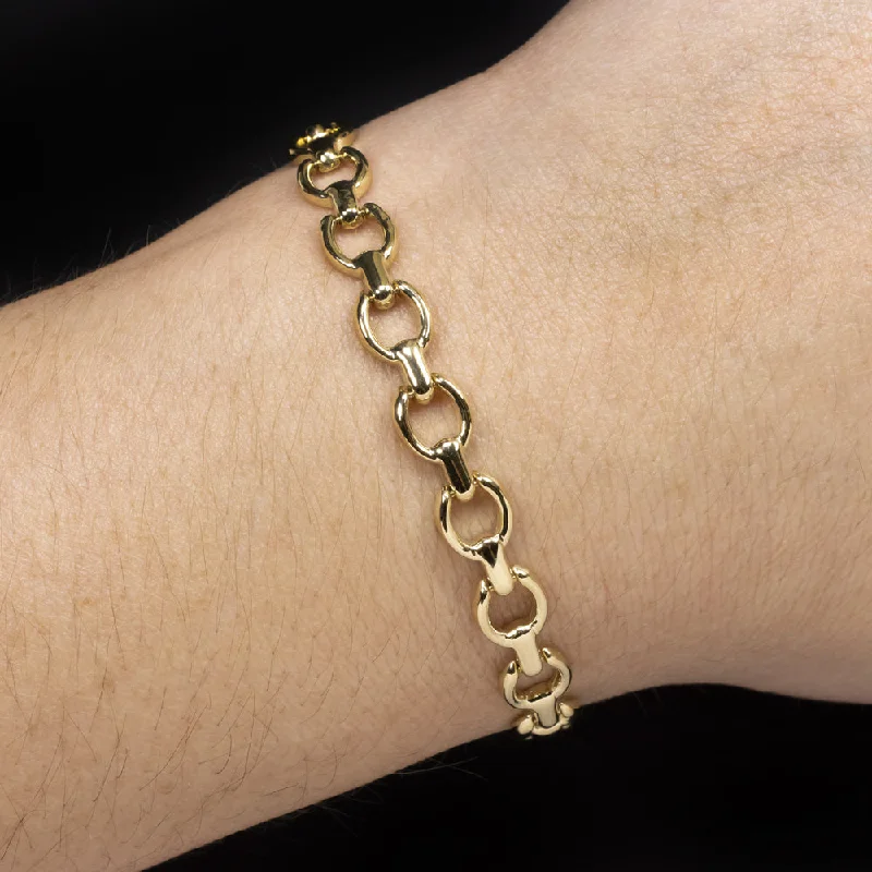 ladies-star-multi-strand-bracelets-SOLID 14k YELLOW GOLD OVAL LINK BRACELET 6gm CHUNKY CHAIN EVERYDAY MENS LADIES