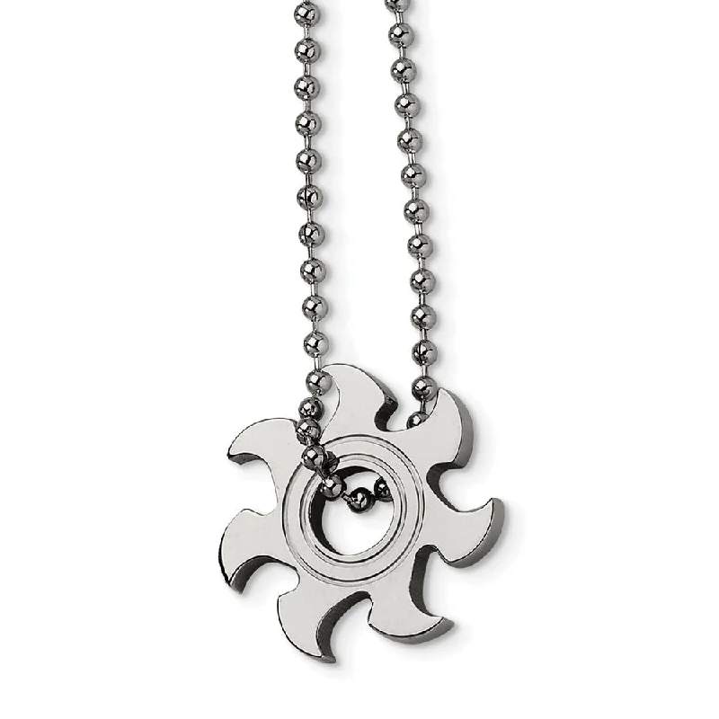 ladies-wedding-figaro-chain-necklaces-Stainless Steel Sun Burst Blade Necklace