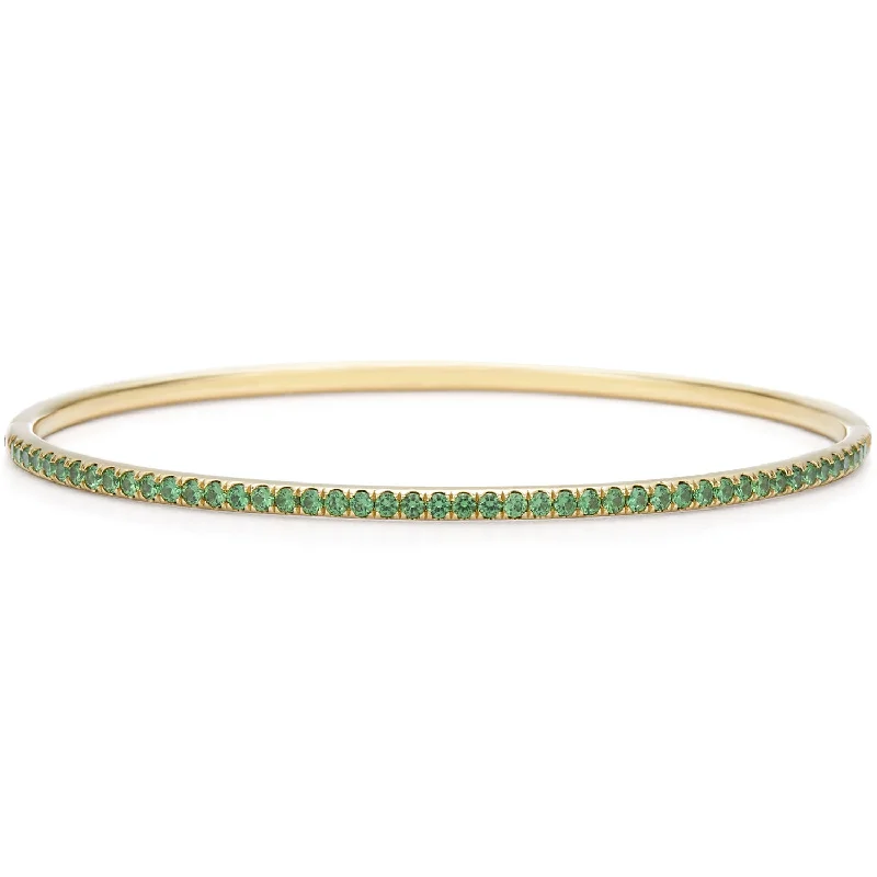 ladies-delicate-multi-strand-bracelets-Stackable Tsavorite Bangle Bracelet