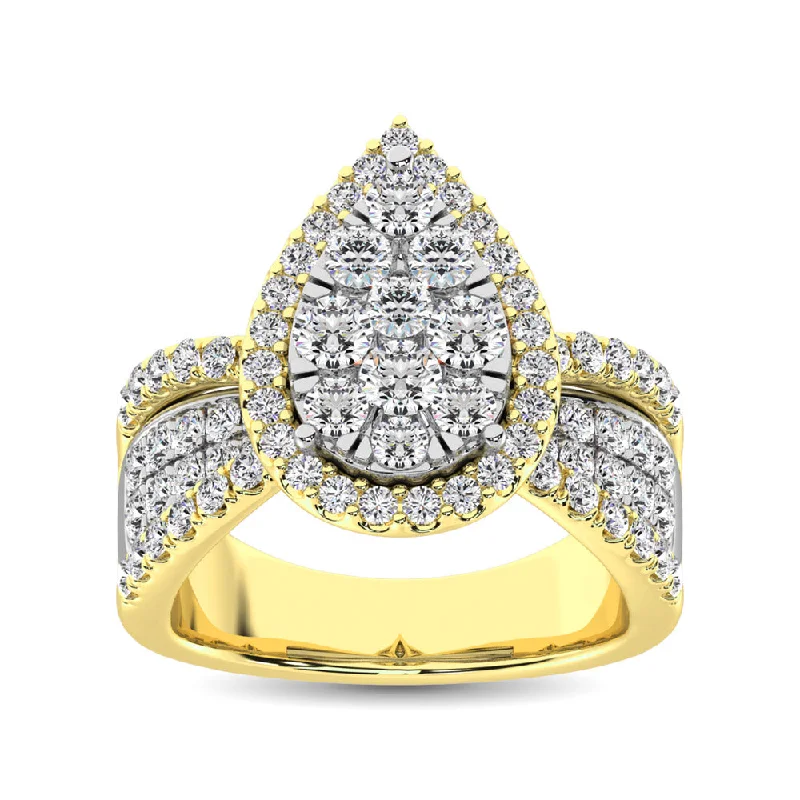 Ladies wedding rings with moissanite inlays -Diamond 1 Ct.Tw. Pear Shape Two Tone Engagement Ring