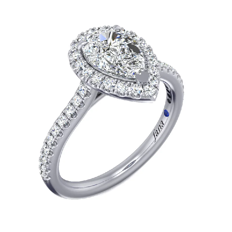 Ladies wedding rings coiled brilliance -Delicate Pear Shaped Halo and Pave Band Engagement Ring