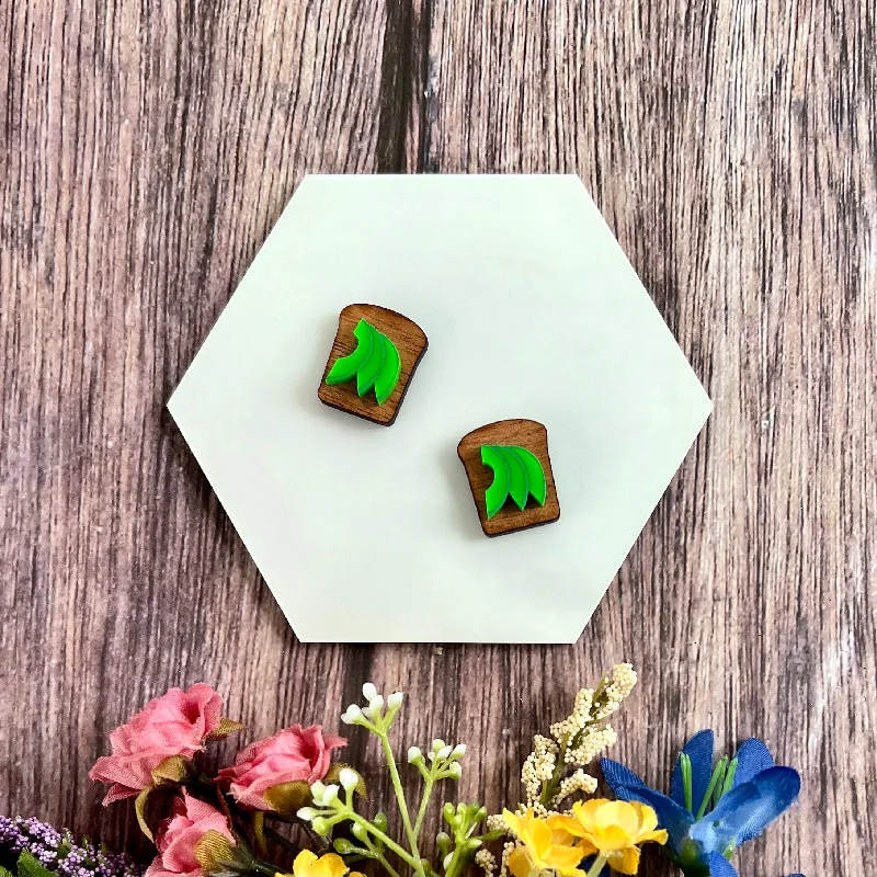 Ladies earrings for musician vibes -Avocado Toast Stud Earrings