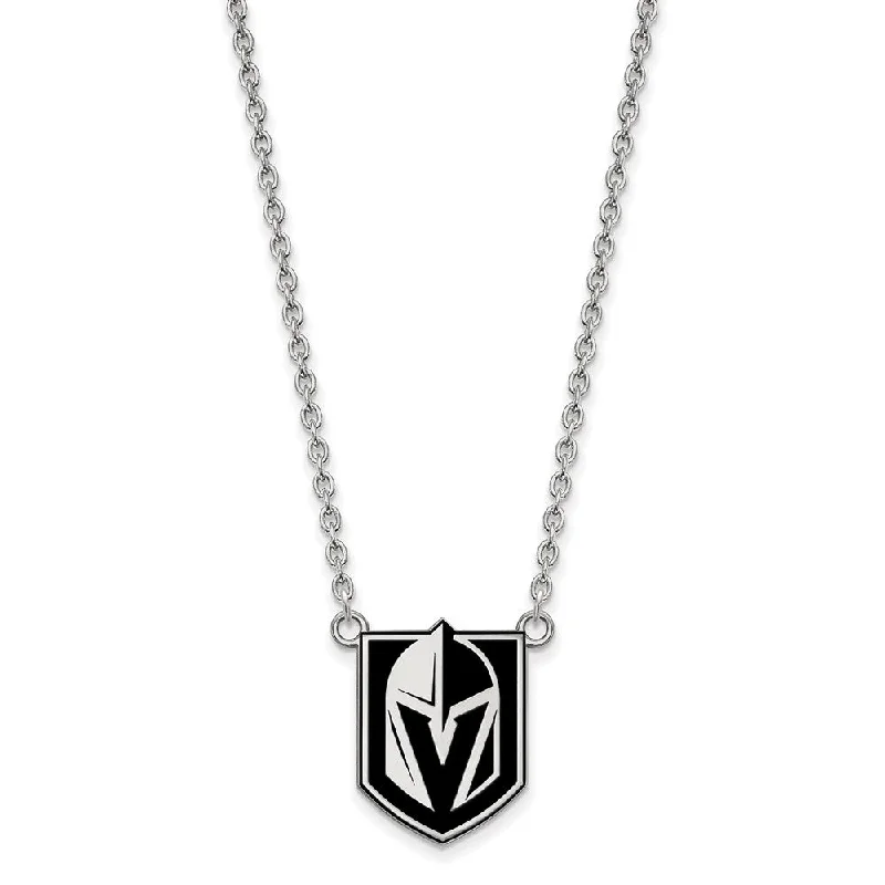 ladies-modern-y-drop-necklaces-Sterling Silver NHL Golden Knights LG Epoxy Necklace, 18 In