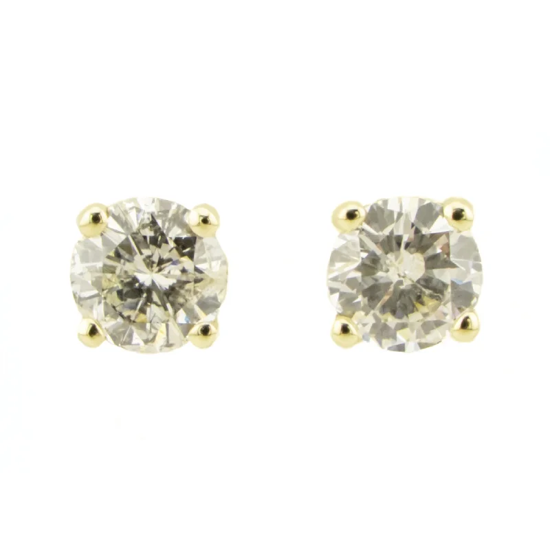 Ladies earrings with sly shine -0.56ctw Round Diamond Solitaire Stud Earrings in 14K Yellow Gold