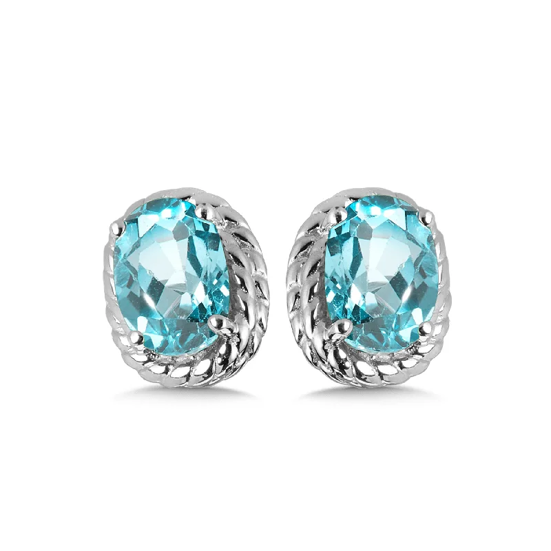 Ladies earrings dainty elegance -Aquamarine Stud Earrings in Silver