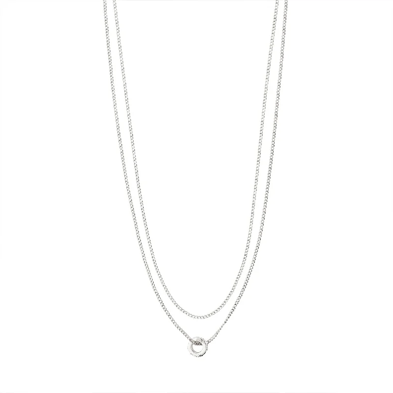 ladies-infinity-curb-chain-necklaces-Blossom Silver Plated Crystal Necklace