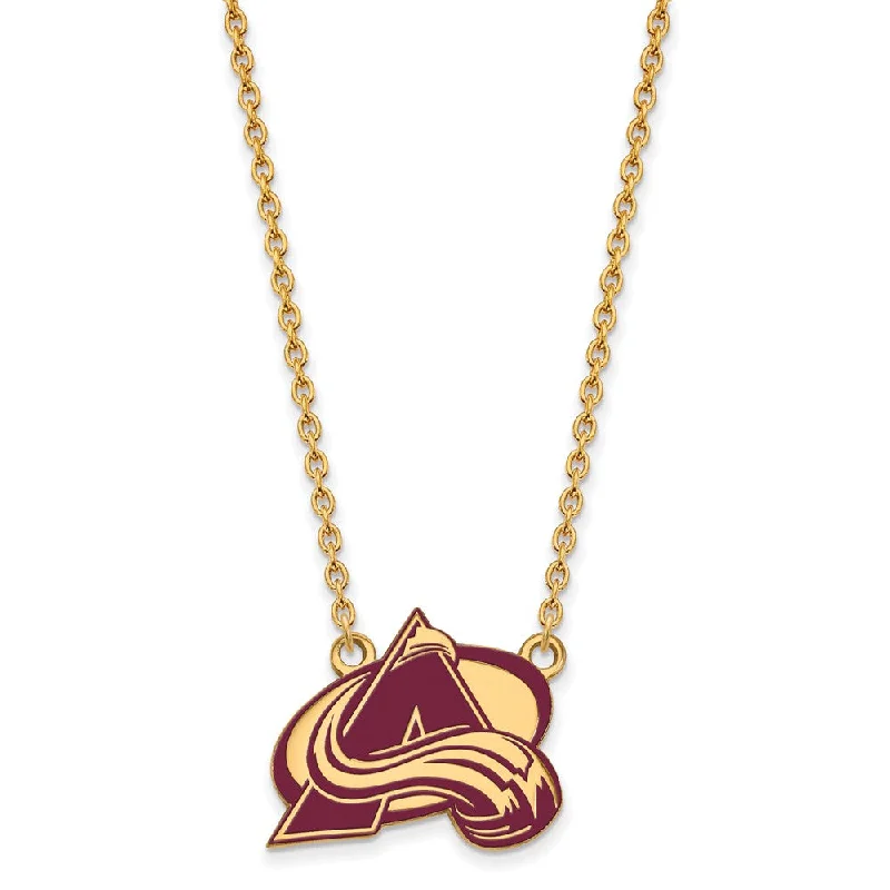 ladies-bridal-heart-locket-necklaces-SS 14k Yellow Gold Plated NHL Avalanche LG Enamel Necklace, 18 Inch