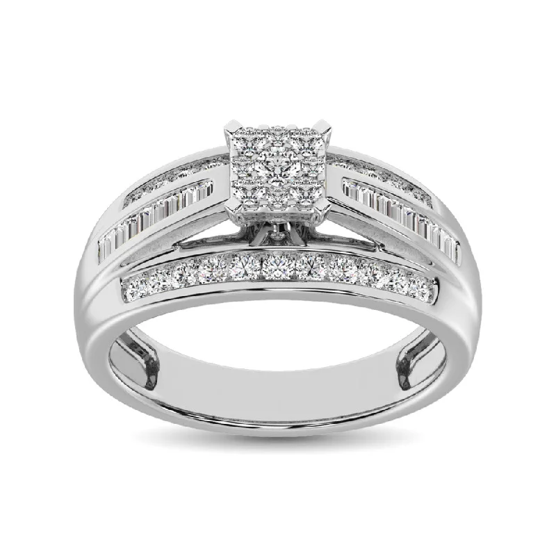 Ladies wedding rings with resin inlays -10K White Gold 1/2 Ct.Tw. Diamond Engagement Invisible Ring