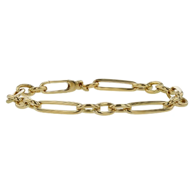 ladies-infinity-multi-strand-bracelets-Alternating Long and Short Oval Link 7.5" Bracelet in 18K Yellow Gold