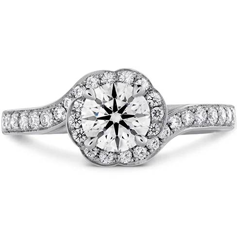 Ladies wedding rings for peak ceremonies -Hearts On Fire Lorelei Bloom Engagement Ring with Diamond Band