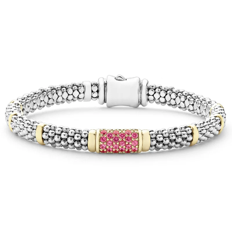 ladies-luxury-diamond-bracelets-Pink Sapphire Caviar Bracelet | 6mm (Size M)