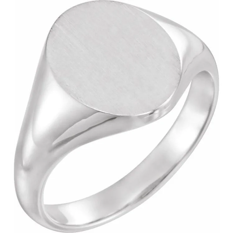 Ladies rings for serene elegance -Sterling Silver Oval Signet Ring