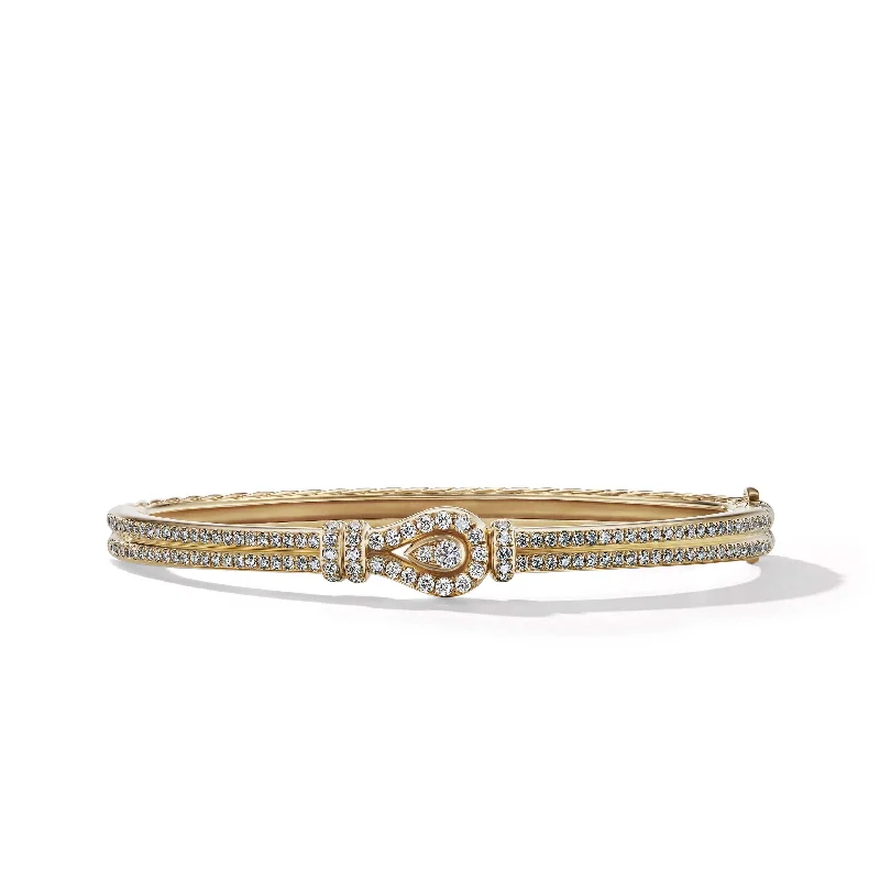 ladies-pearl-multi-strand-bracelets-Thoroughbred Loop Bracelet in 18K Yellow Gold with Full Pave Diamonds