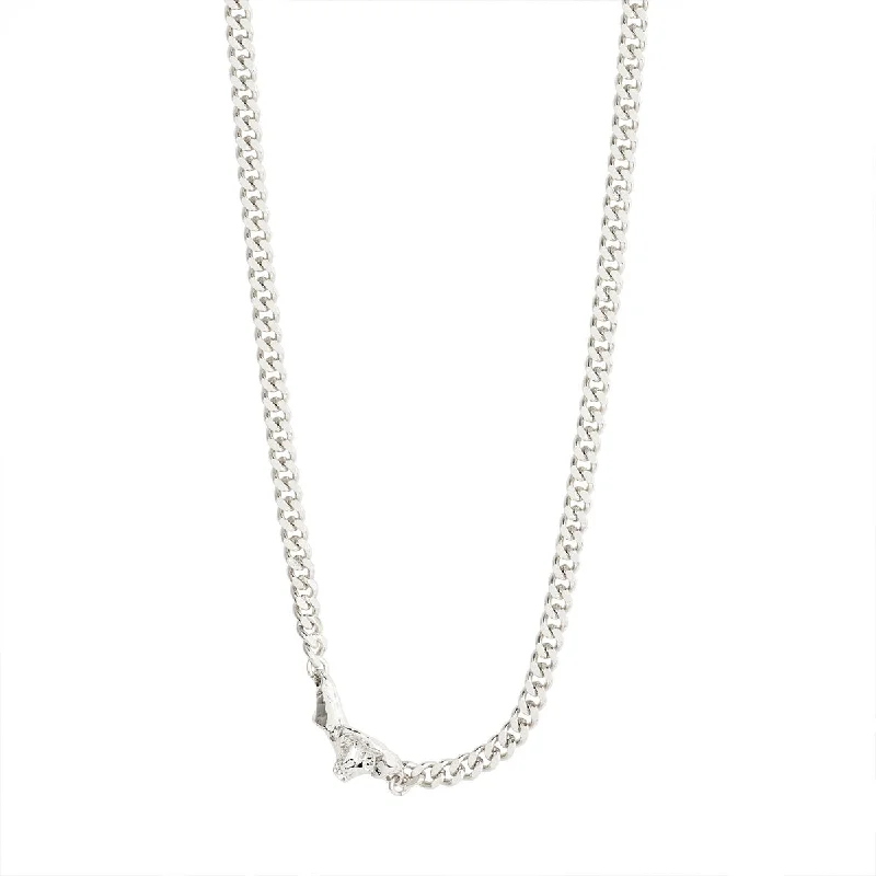 ladies-delicate-y-drop-necklaces-Breathe Silver Plated Curb Chain Necklace