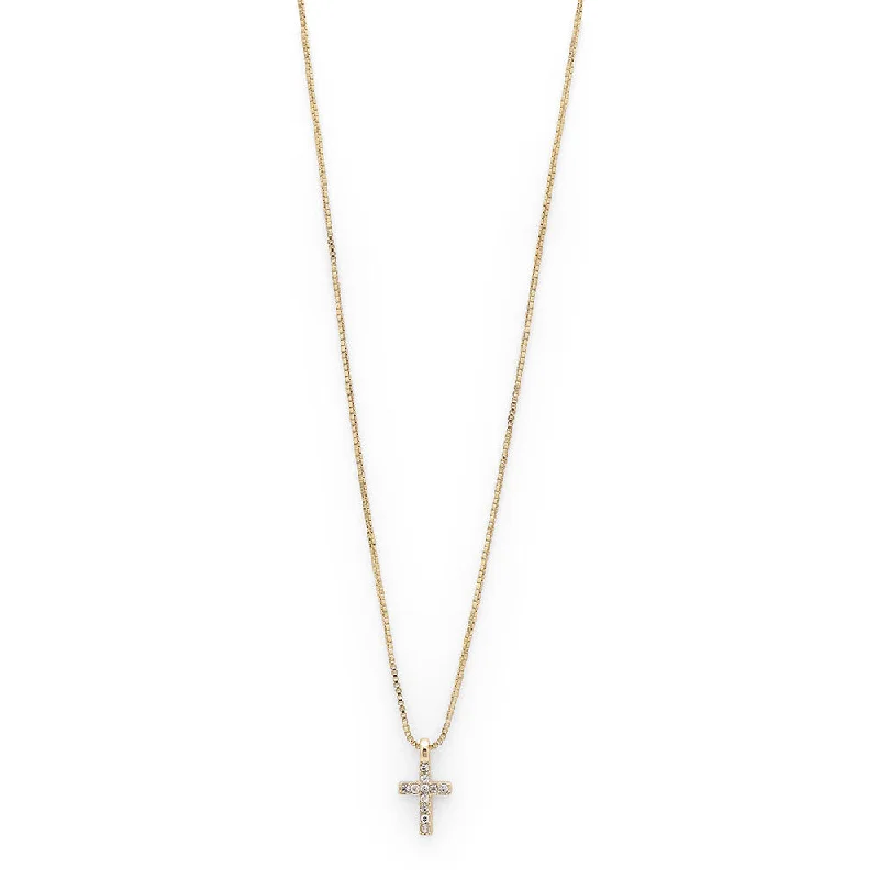 ladies-everyday-bar-pendant-necklaces-Clara Cross Gold Plated Crystal Necklace