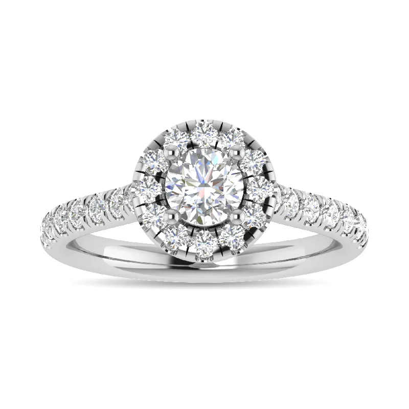 Ladies wedding rings for trail weddings -Diamond 1 Ct.Tw. Round Shape Engagement Ring in 14K White Gold